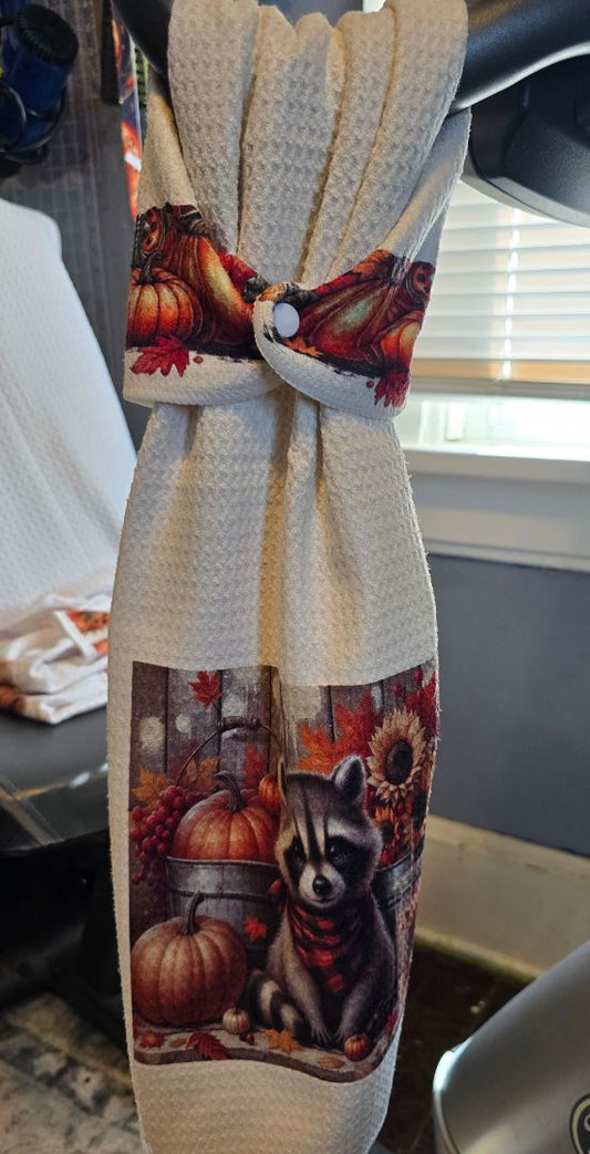 Kitchen towel Hand towel with snap Fall Racoon, 16 x 24