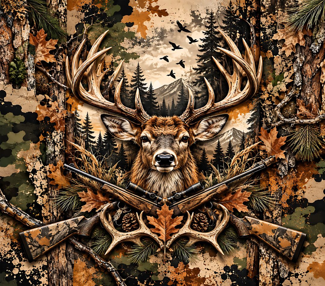Tumbler 20 oz Deer hunting, 20 OZ, Marsha's Crafts