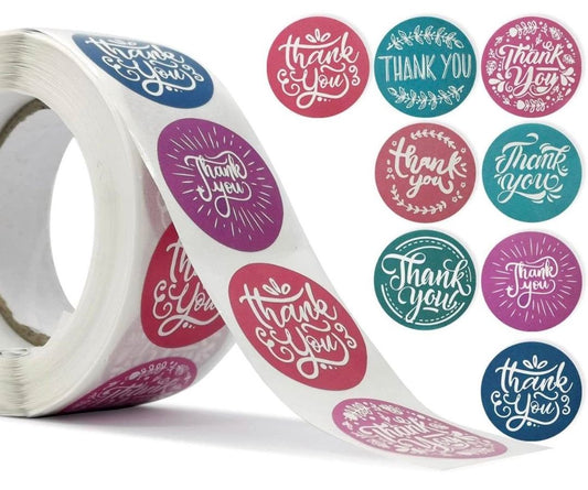 Rainbow  Thank You Stickers, 500 Stickers
