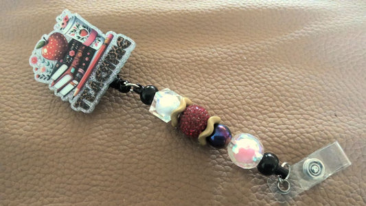 Acrylic Badge Reel with Beads Grace's bead Shop