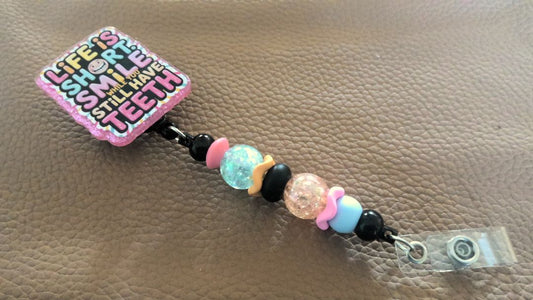 Acrylic Badge Reel with Beads Grace's bead Shop