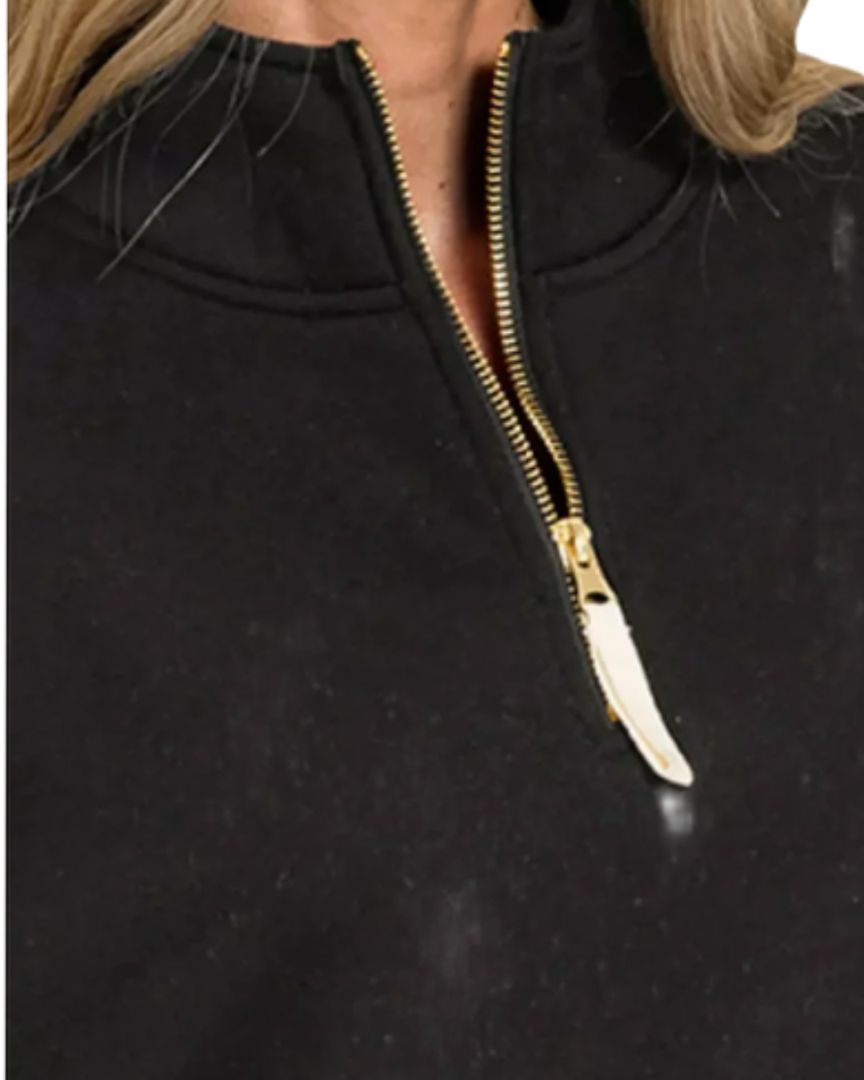 Blk Gold Zip ZENANA Clothed in Grace Iowa, Medium