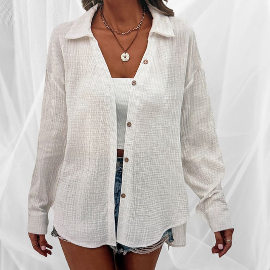 White Crinkle Shirt Clothed in Grace Iowa, x-Large
