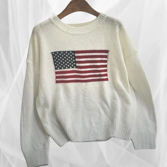 Flag Sweater Clothed in Grace Iowa, Medium