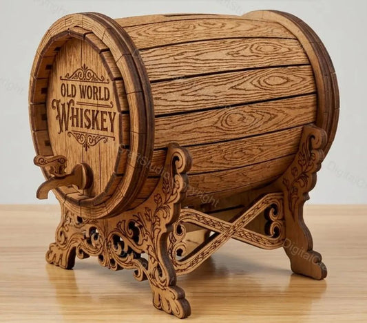 Whiskey barrel bank