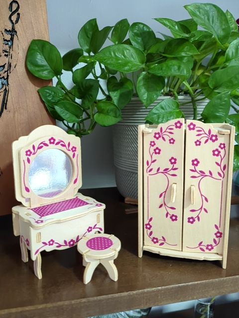 Doll wardrobe and vanity
