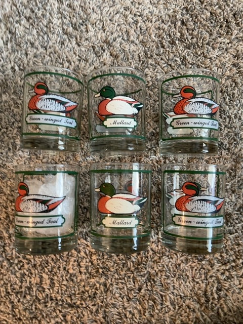 Georges Briard "Decoy Gallery" whiskey Glasses, Set of 6