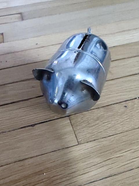 Vintage silver piggy bank