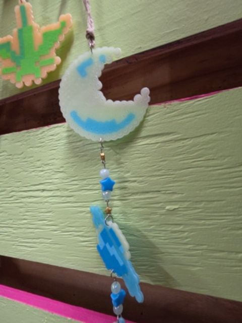 Multi- glow in the dark Handmade Hanging perler xl