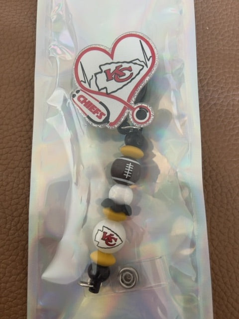 Black Acrylic Badge Reel with Beads Grace's bead Shop