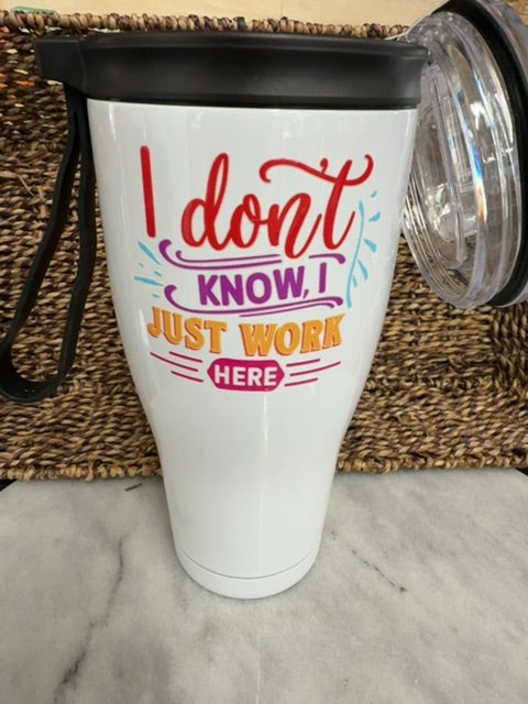 Just Work Here Tumbler, 30oz, 2 Lids, Mark & Co