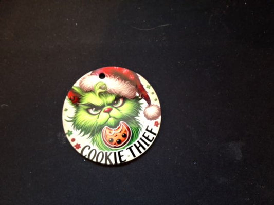 Green Christmas ornament Cookie thief, 3"