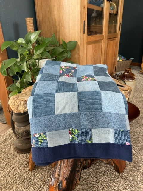 Blue  Blue Jean Quilt, 48” x 58”