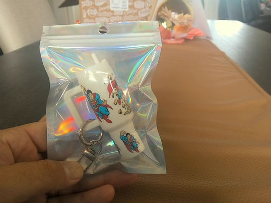 White Tumbler Keychain Grace's bead Shop