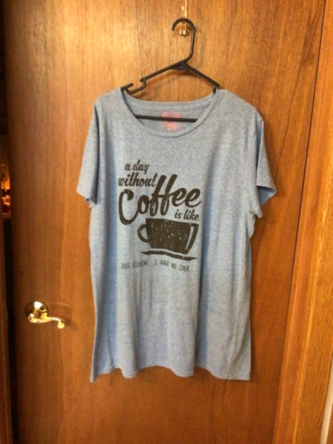 Blue Crazy dog T shirt a day with out coffee, 3XL