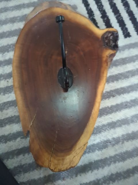Wood slab coat hanger, Found & Formed