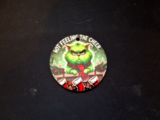Green Christmas ornament Not feeling the cheer, 3"