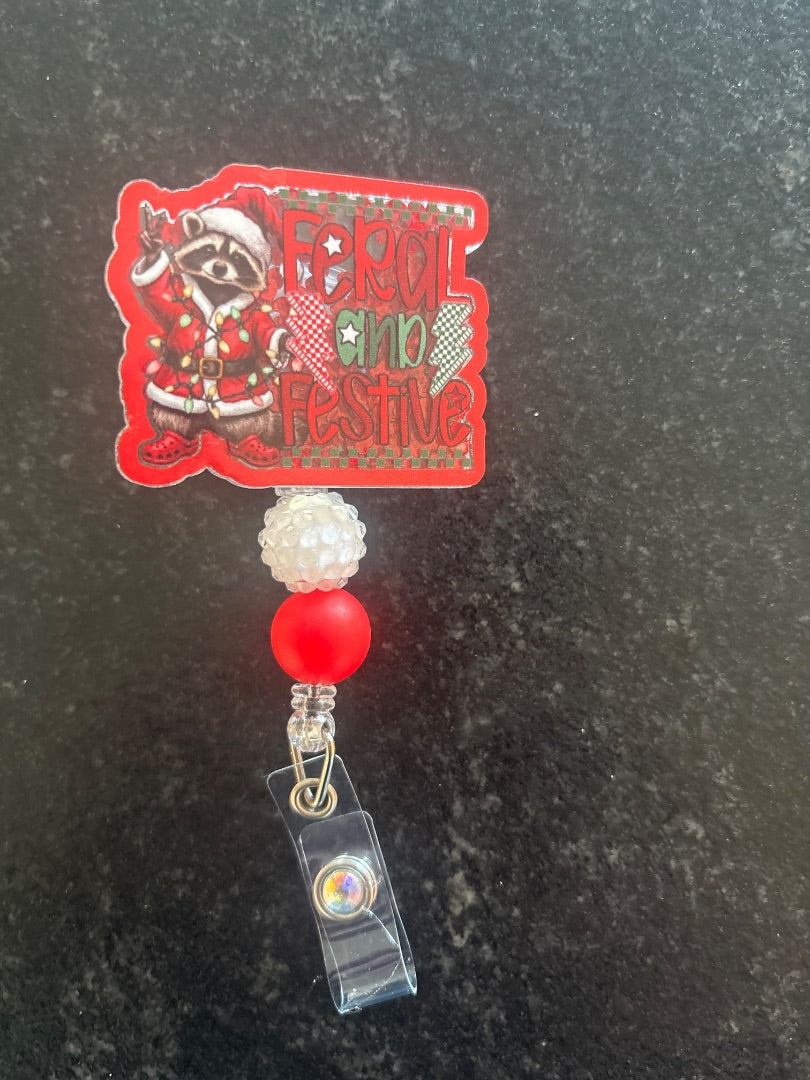 Acrylic Badge Reel with Beads Grace's bead Shop, Grace's bead Shop
