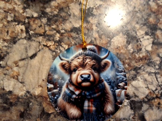 Blue Christmas Ornament Blue Cow (1), 3"