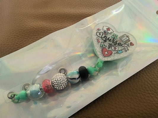 Acrylic Badge Reel with Beads Grace's bead Shop