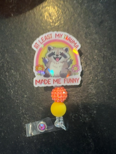 Acrylic Badge Reel with Beads Grace's bead Shop,Pink, Grace's bead Shop