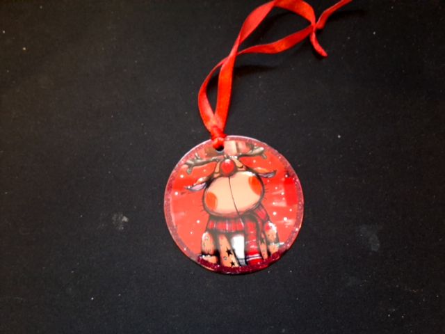 Red Christmas ornament Red moose (3), 3"