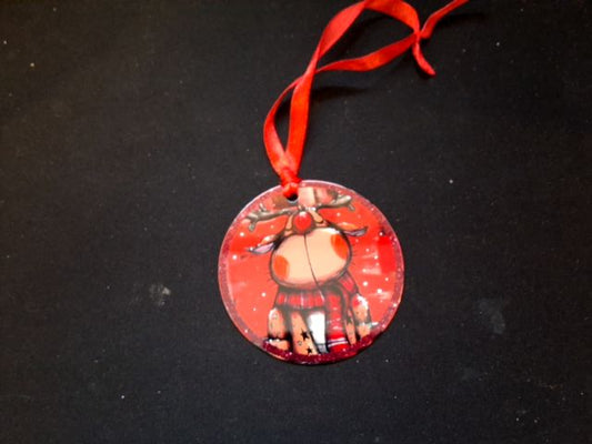 Red Christmas ornament Red moose (3), 3"