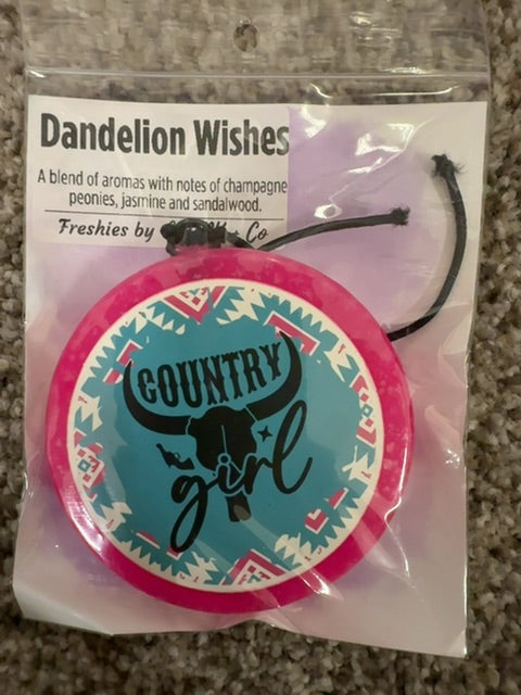Country Girl Dandelion Wishes Freshie, Round