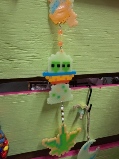 Multi- glow in the dark Handmade Hanging perler xl