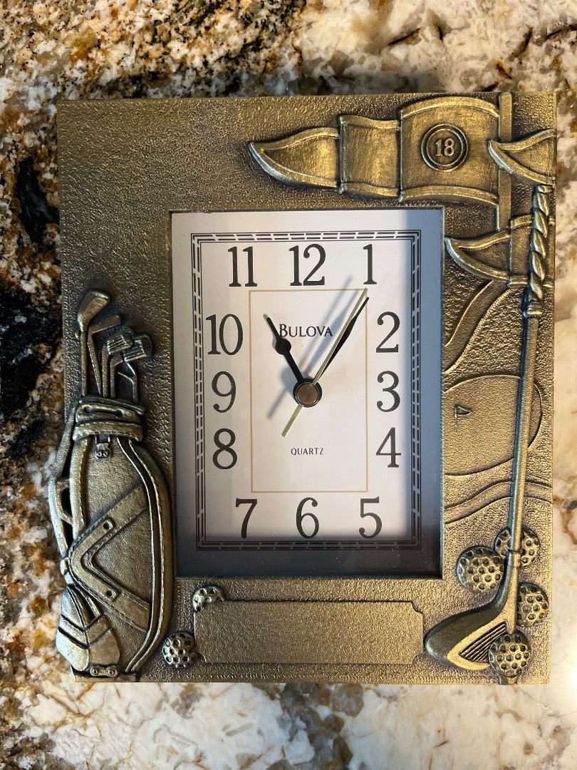Gold Bulova Golf Clock
