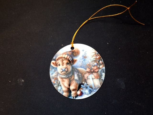 Blue Christmas ornament Blue cow (4), 3"