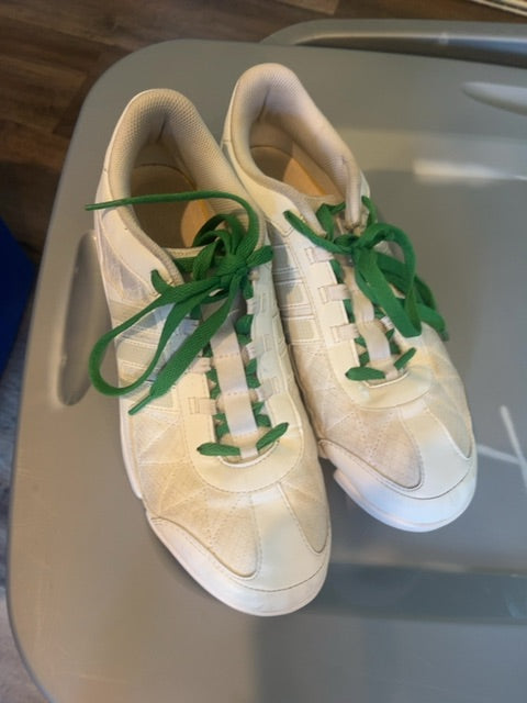 White *green shoe strings Adidas Shoes, 10