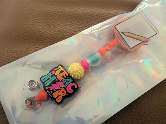 Acrylic Badge Reel with Beads Grace's bead Shop