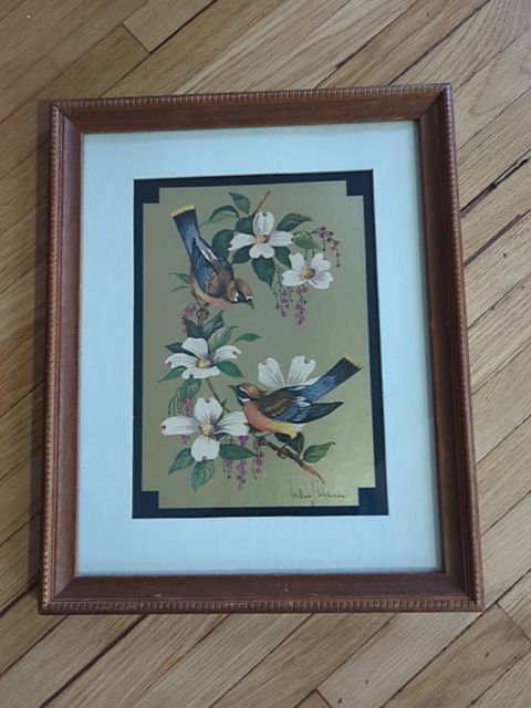 Gold foil birds on dogwood, Found & Formed