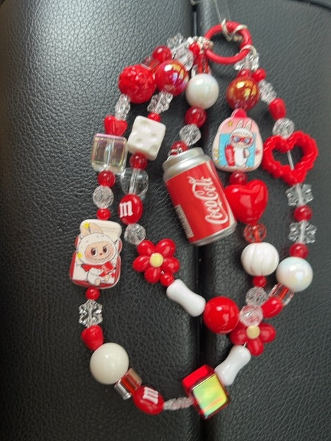 Red Large phone charm Grace's bead Shop