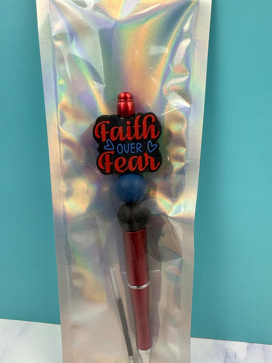 Faith Over Fear  Beaded Pen