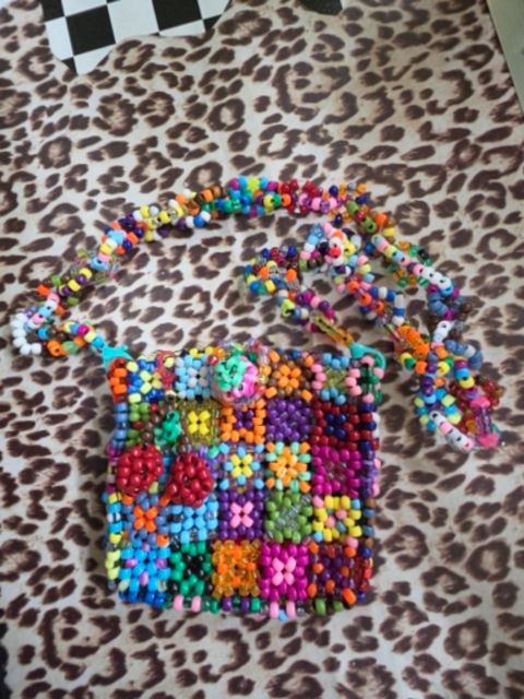 Multi Handmade Kandi granny square Purse