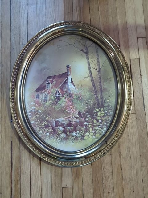 Vintage gold oval art, Found & Formed