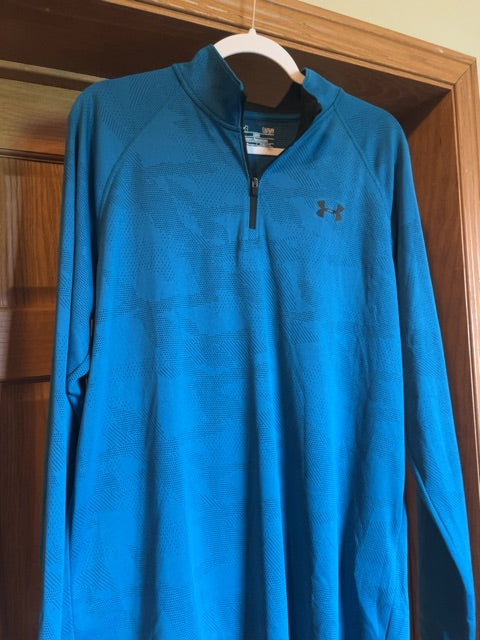 Teal Underamour 1/4 Zip up Long Sleeve, Large