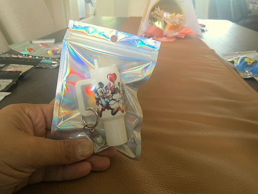 White Tumbler Keychain Grace's bead Shop