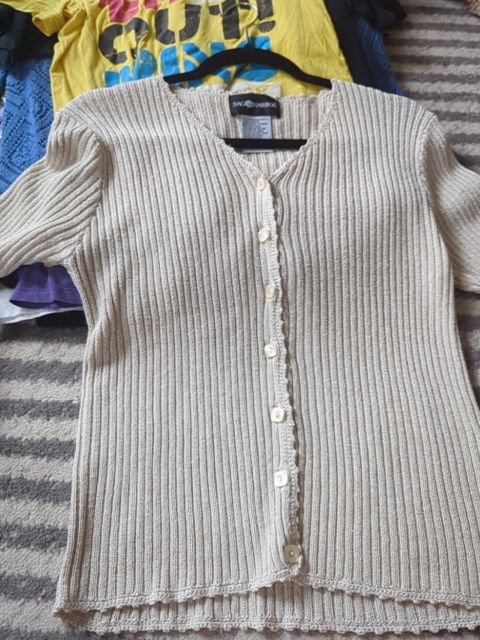 Silk blend button top, S