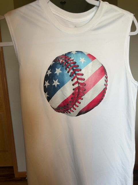 white Baseball- Sleeveless shirt, YXL