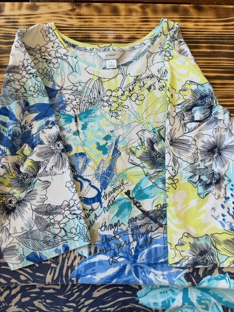 Multi CJ BANKS Blouse-Mid sleeve, 1X