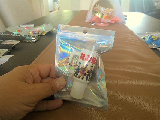 White Tumbler Keychain Grace's bead Shop