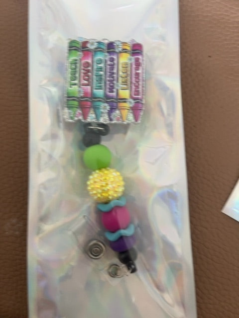Acrylic Badge Reel with Beads Grace's bead Shop