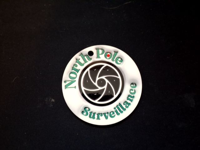 Green Christmas ornament North pole surveillance, 3"