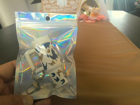 White Tumbler Keychain Grace's bead Shop