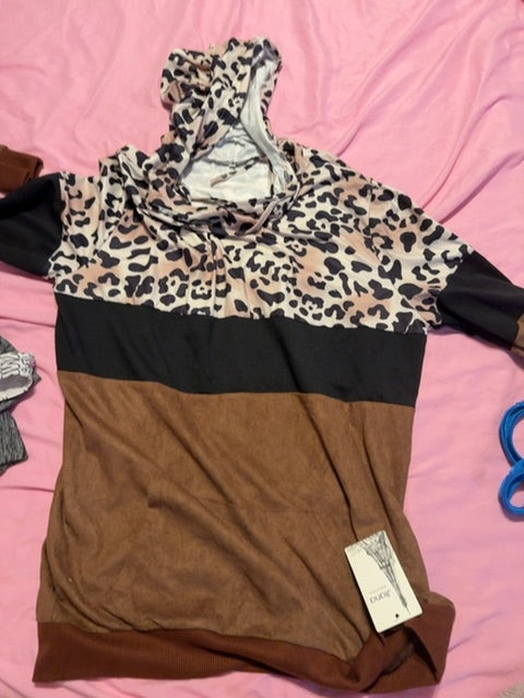 Brown/black/leopard Jiana Women’s shirt, Large