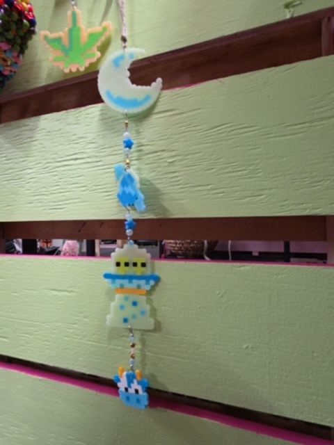 Multi- glow in the dark Handmade Hanging perler xl