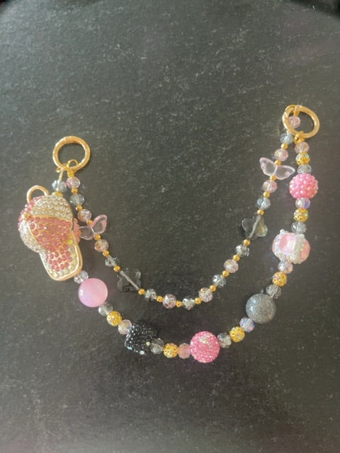 Pink Fancy bag charm Grace's bead Shop